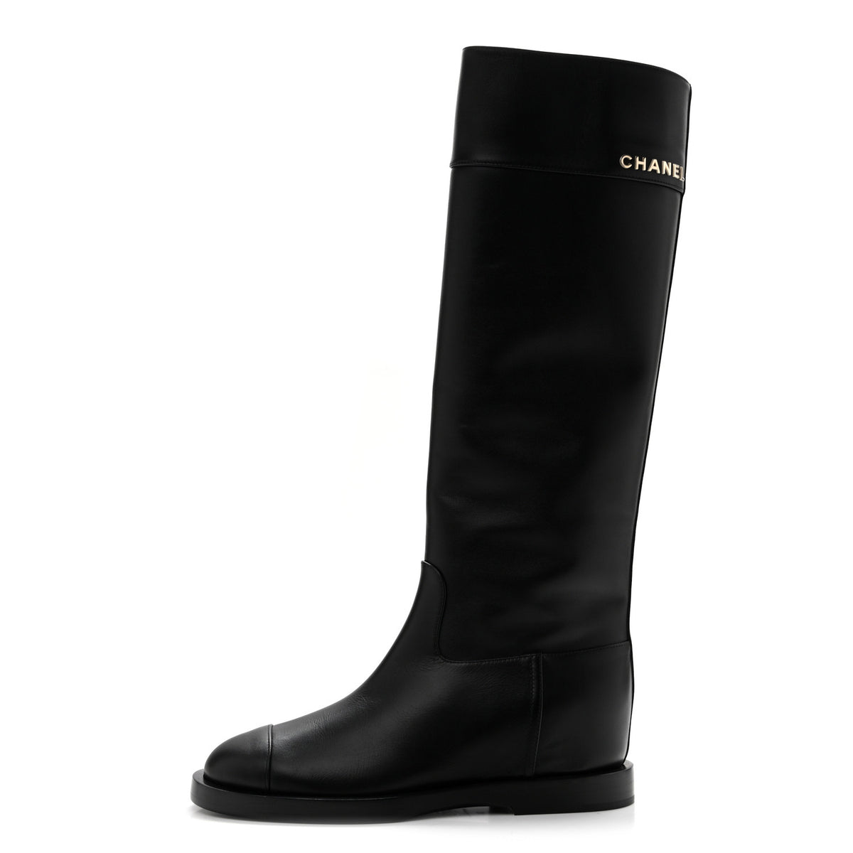 Chanel Calfskin Cap Toe Tall Boots 39 Black 1 of 9