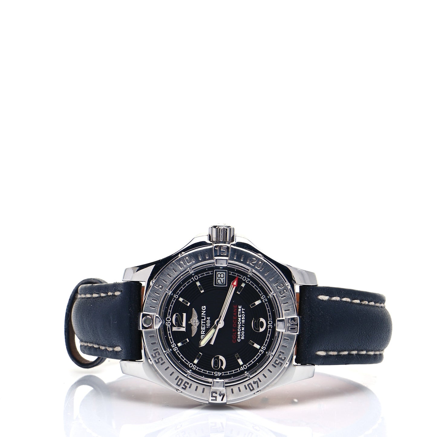 Stainless Steel Calfskin 33mm Colt Oceane Quartz Watch Black A77380