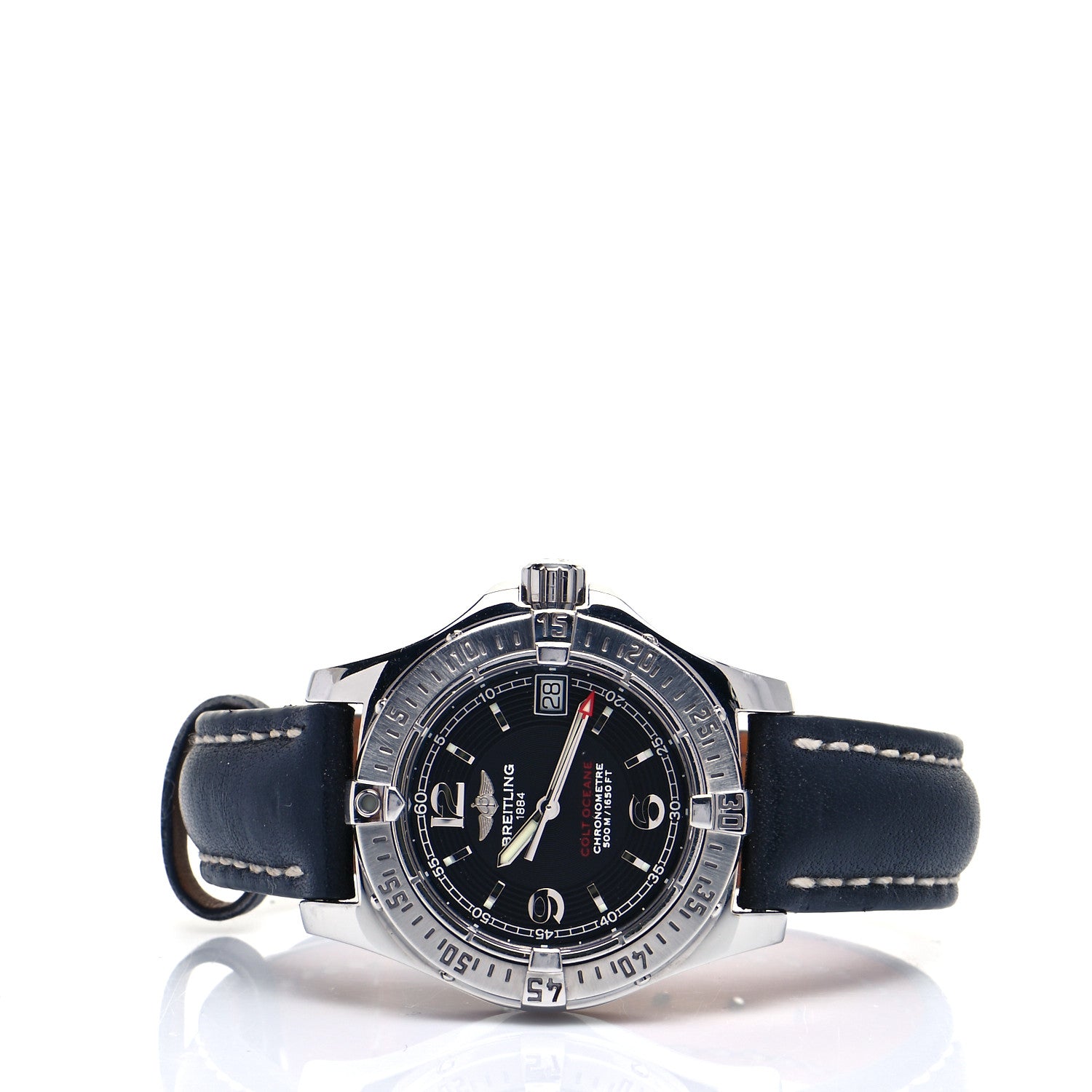 Breitling Stainless Steel Calfskin 33mm Colt Oceane Quartz Watch Black A77380 2 of 8