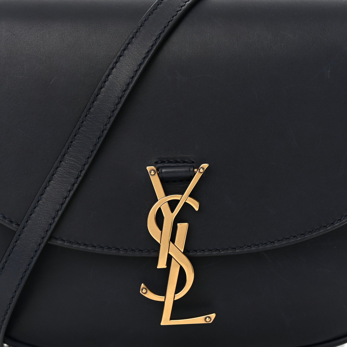 Smooth Calfskin Monogram Medium Kaia Satchel Deep Marine