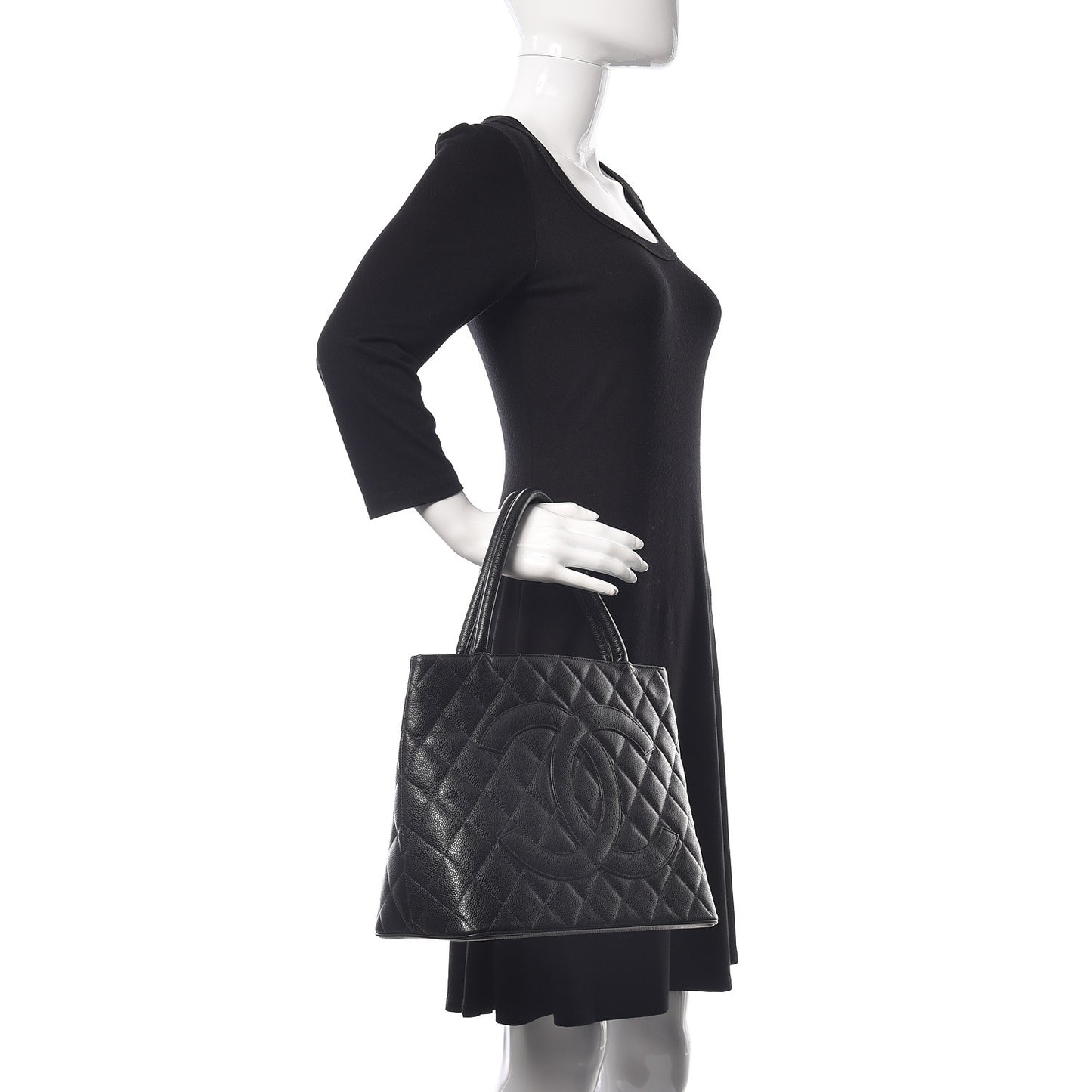 Caviar Quilted Medallion Tote Black