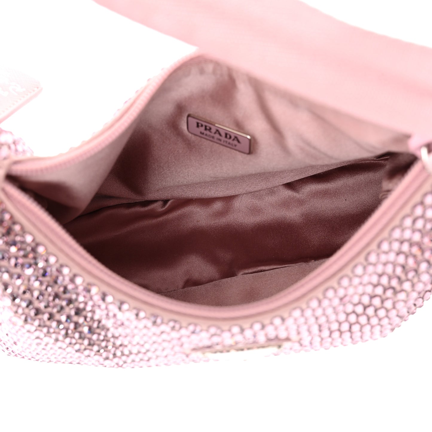 Satin Crystal Mini Re-Edition 2000 Bag Alabastro