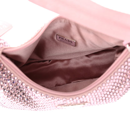 Prada Satin Crystal Mini Re-Edition 2000 Bag Alabastro 5 of 10