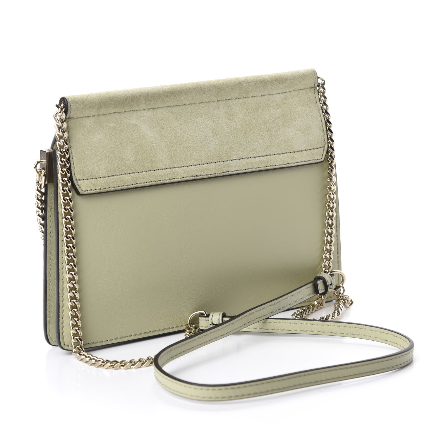 Chloe Calfskin Suede Medium Faye Shoulder Bag Eucalyptus 3 of 10