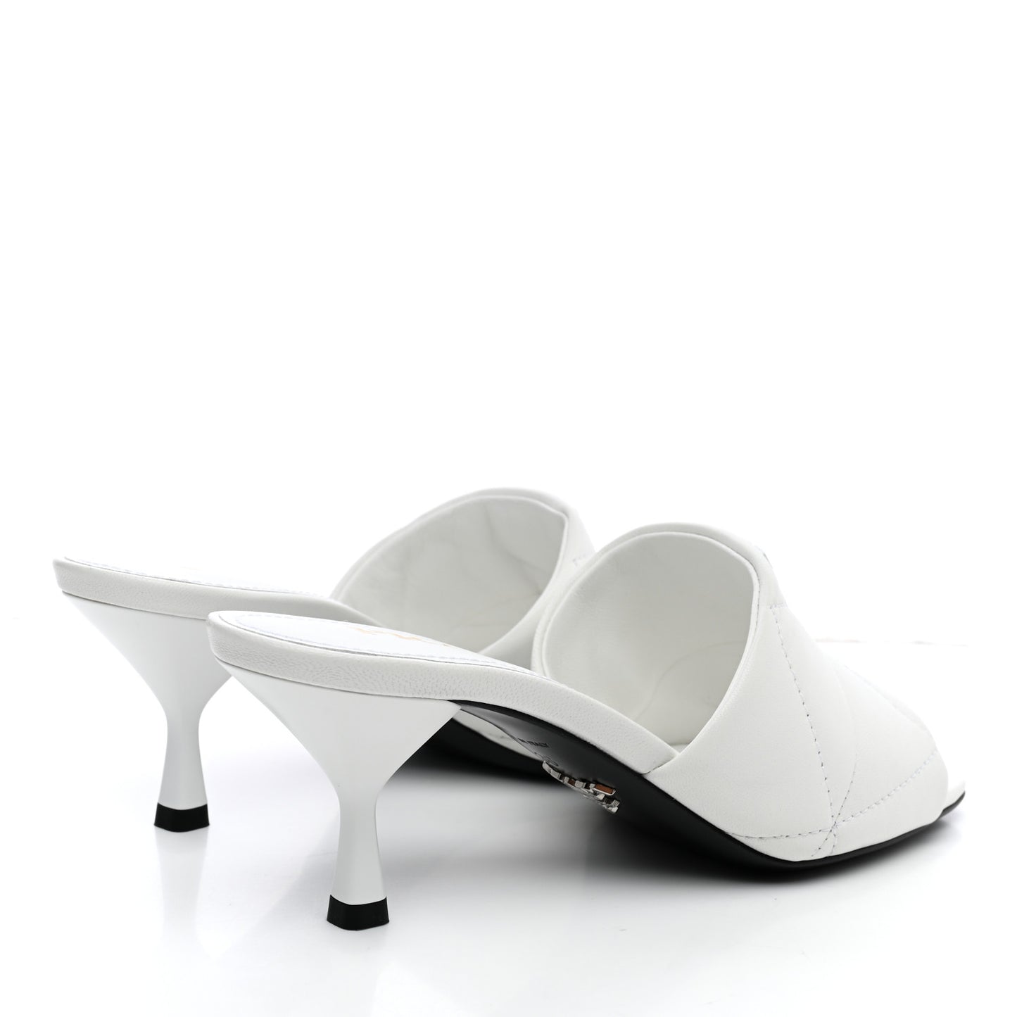 Nappa Logo Quilted Slide Sandals 36 White
