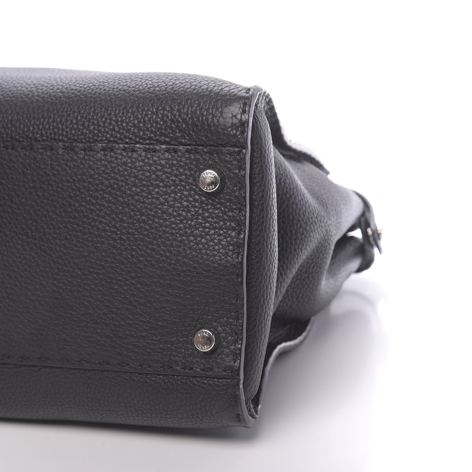 Fendi Cuoio Romano Selleria Bi-Color Large Peekaboo Iconic Satchel Black Mou 11 of 12