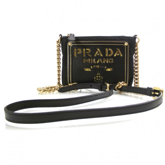 Tessuto Bandoliera Logo Shoulder Bag Gold Black