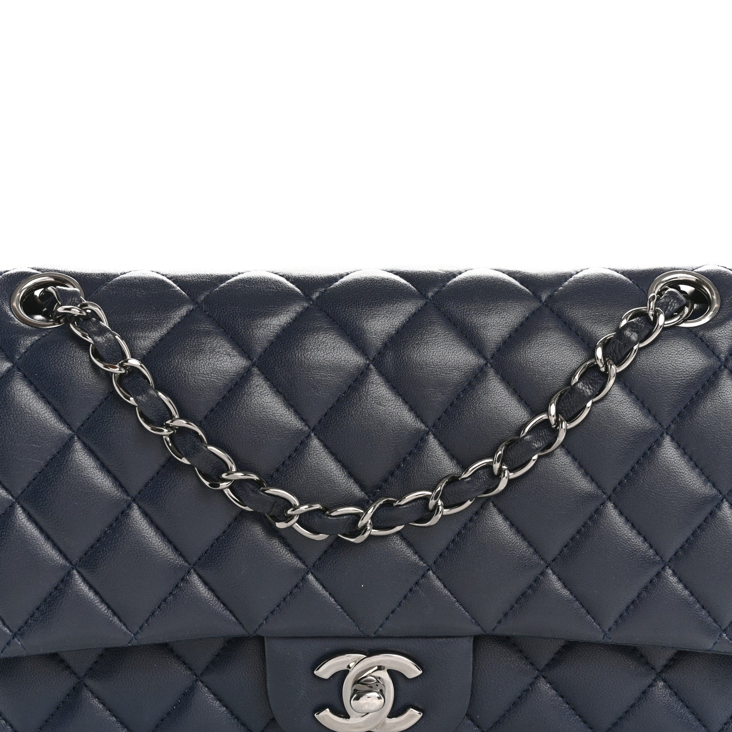 Chanel Lambskin Quilted Medium Double Flap Navy 8 of 12