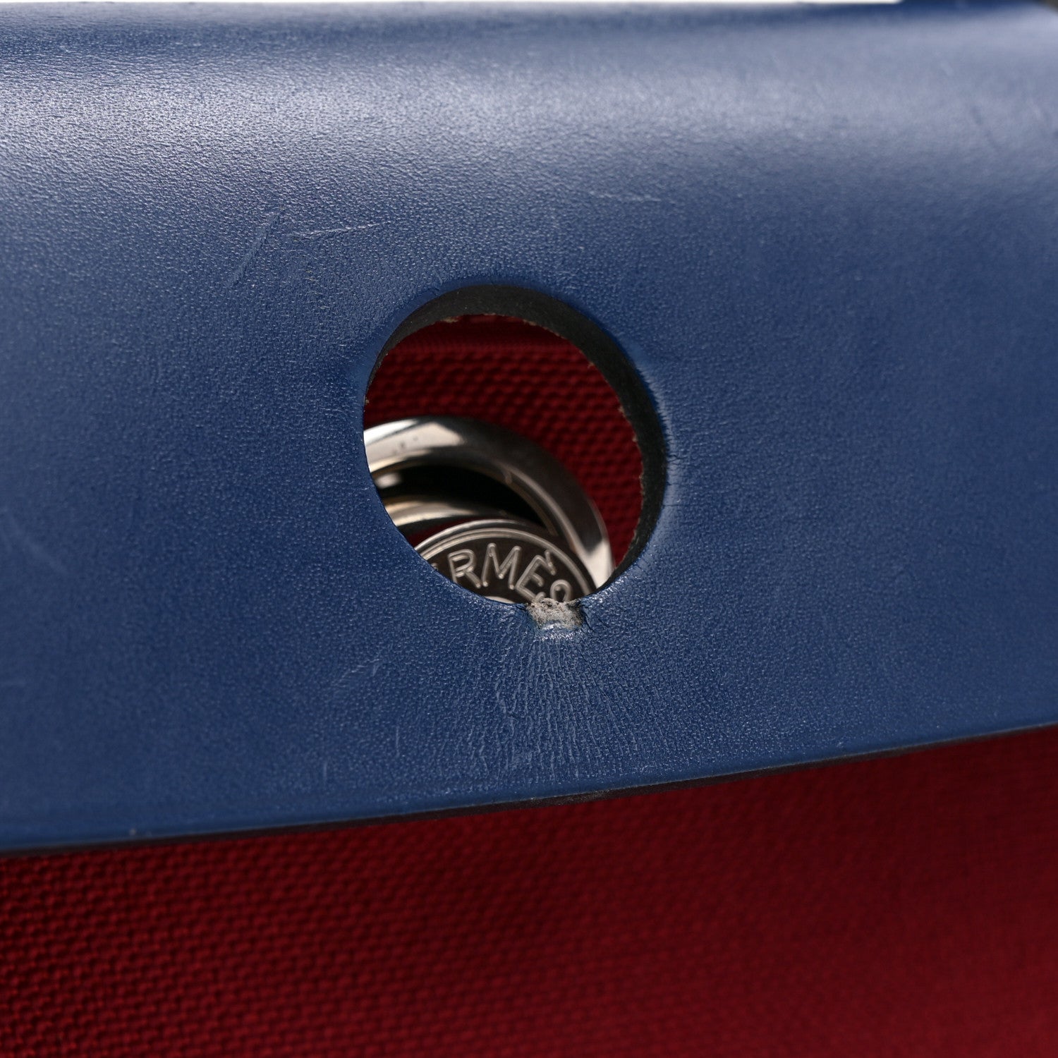 Hermes Military Toile Vache Hunter Herbag Zip 31 PM Rouge Grenat Bleu Saphir 13 of 14