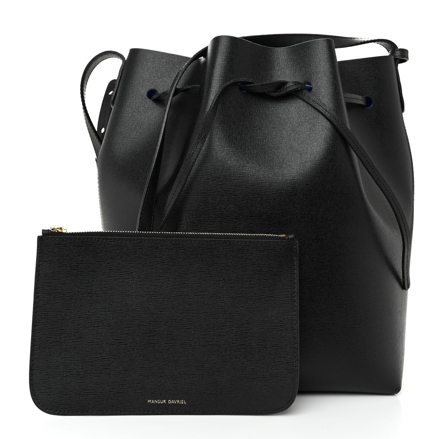Calfskin Mini Bucket Bag Black Royal Blu