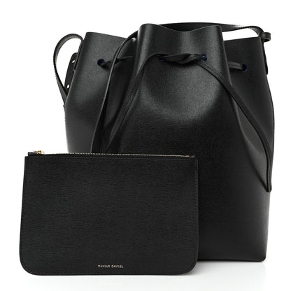 Mansur Gavriel Calfskin Mini Bucket Bag Black Royal Blu 3 of 12
