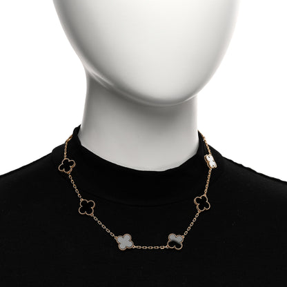 Van Cleef & Arpels 18K Yellow Gold Black Onyx 10 Motifs Vintage Alhambra Necklace 2 of 5