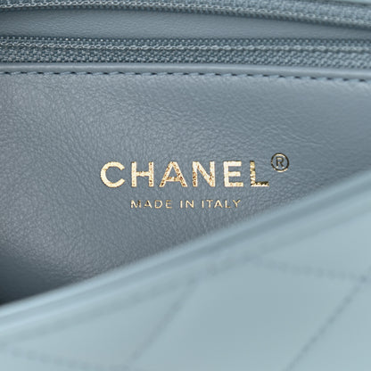 Chanel Lambskin Enamel Quilted Pending CC Mini Square Flap Light Blue 6 of 9