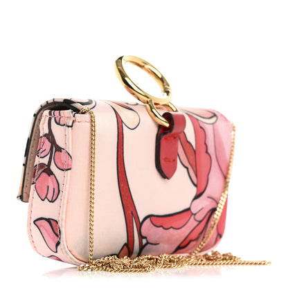 Fendi Stretch Satin Vitello Grace Floral Print Nano Baguette Charm Rose Multicolor Rosso Cardinale 3 of 14