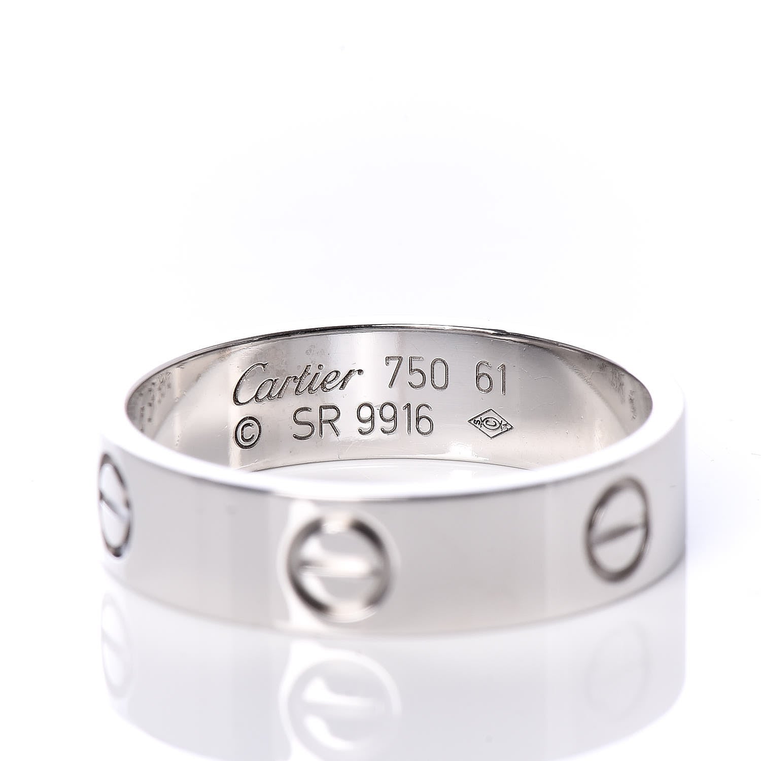 Cartier 18K White Gold 5.5mm LOVE Ring 61 9.5 4 of 6