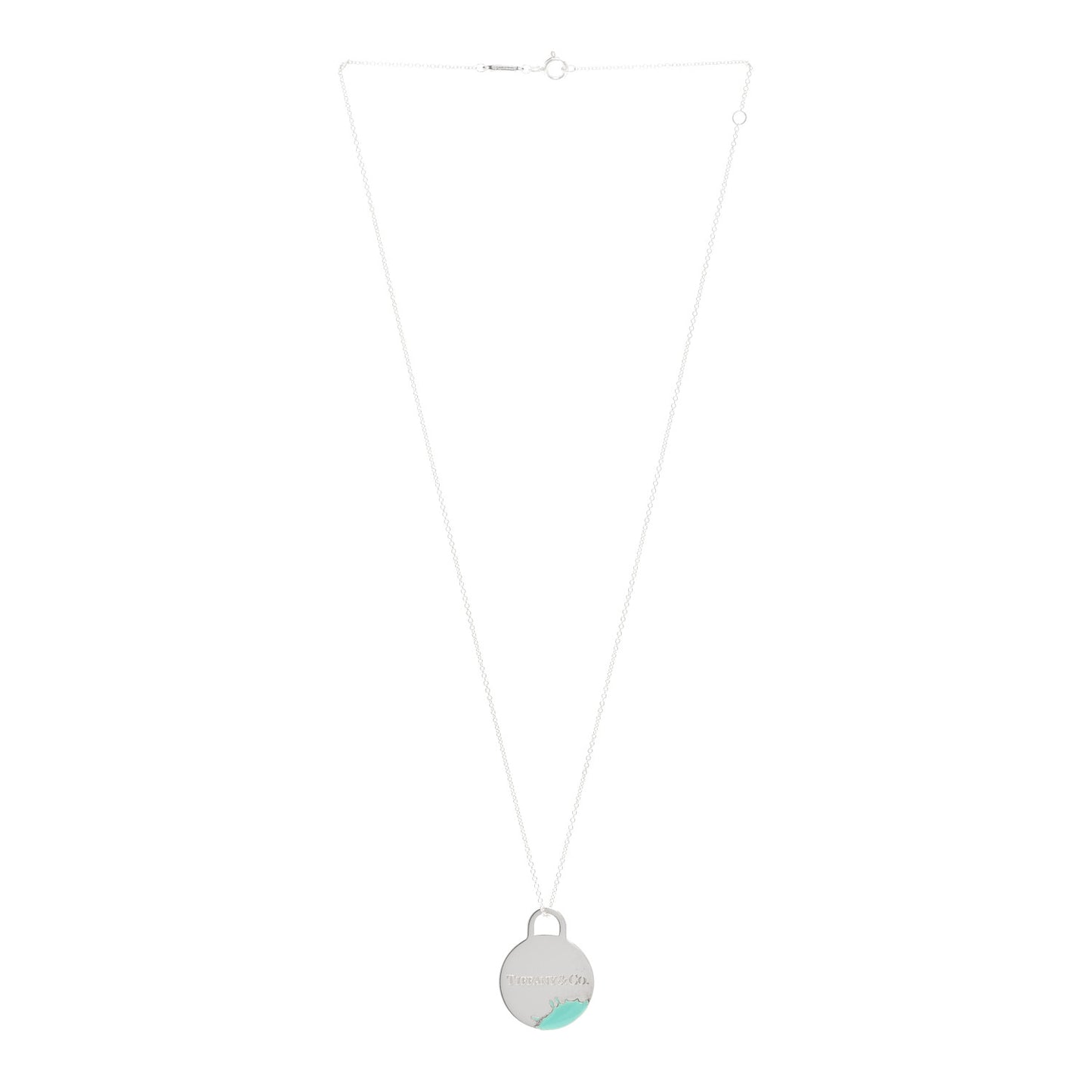 Sterling Silver Enamel Whitney Biennial Color Splash Pendant Necklace Blue