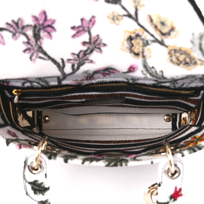 Christian Dior Canvas Petites Fleurs Embroidered Medium Lady D-Lite White Multicolor 5 of 10