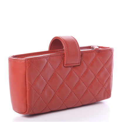 Chanel Caviar Quilted Mini Phone Holder Clutch Red 2 of 7