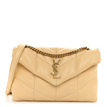 Saint Laurent Lambskin Quilted Toy Loulou Puffer Monogram Chain Satchel Jaune Pale 1 of 10