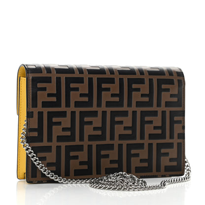 Fendi Vitello Cruise F is Fendi Bi-Color FF 1974 Embossed Medium Envelope Wallet On Chain Maya Black Sunflower 3 of 10