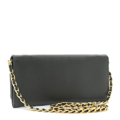 Prada Saffiano Metal Oro Chain Wallet Black 3 of 10