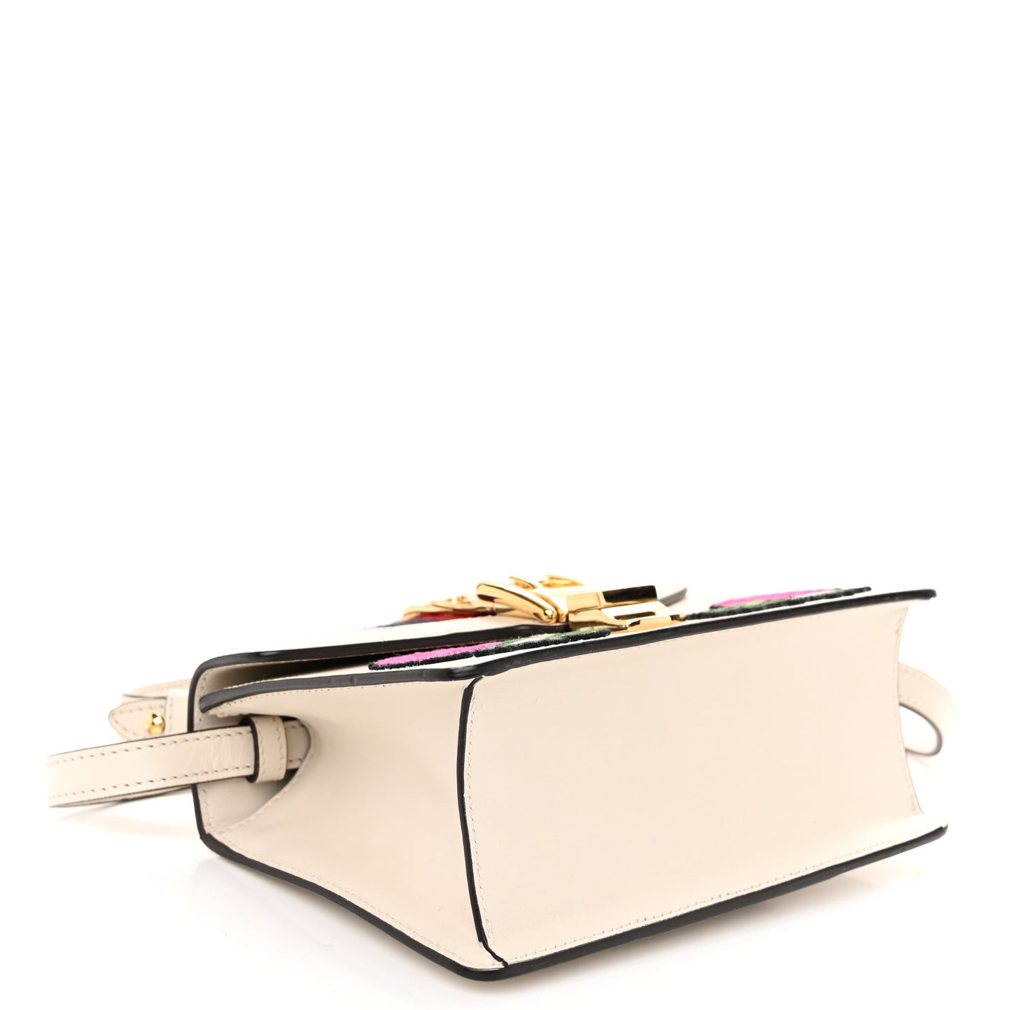 Calfskin Embroidered Mini Sylvie Top Handle Bag White