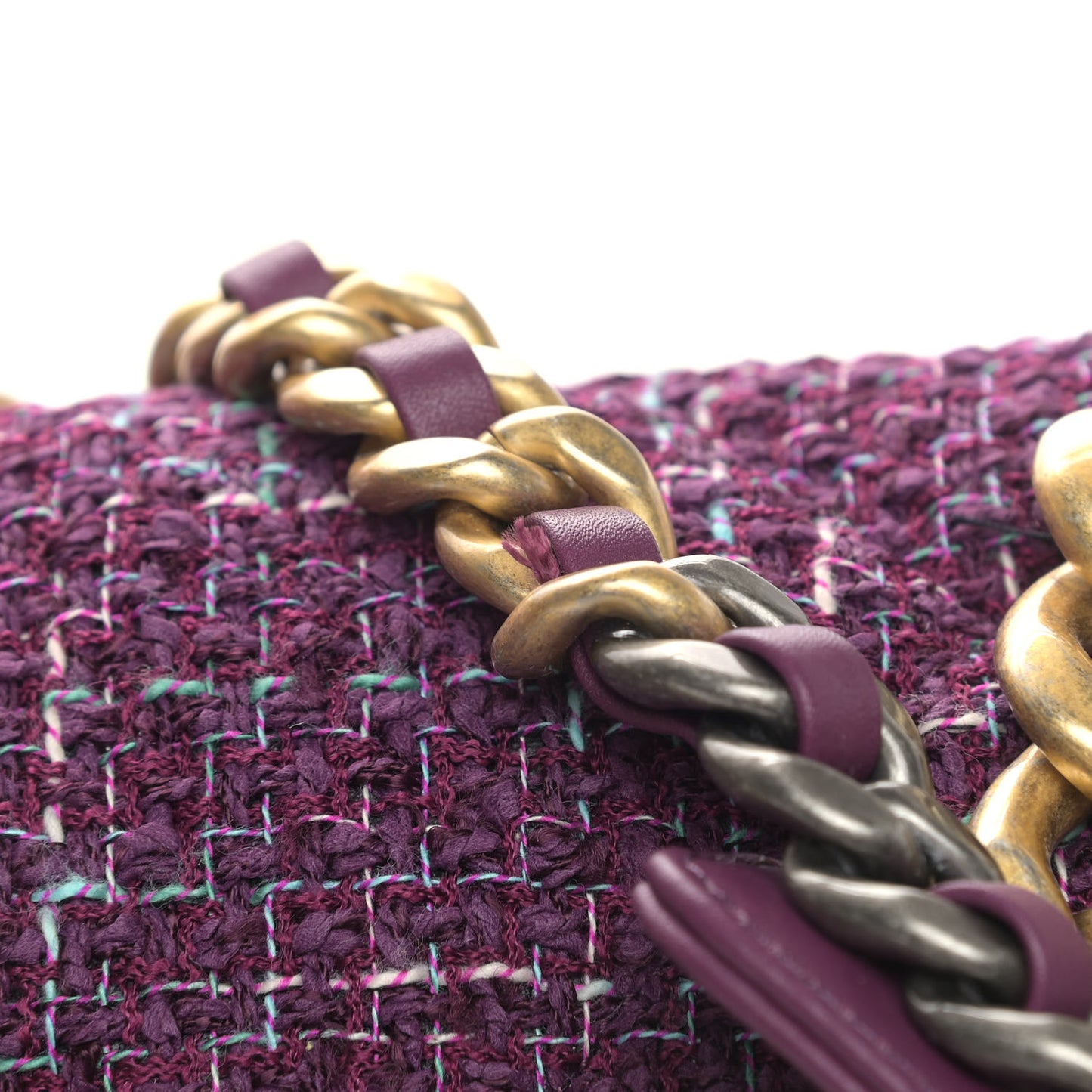 Tweed Quilted Medium Chanel 19 Flap Purple