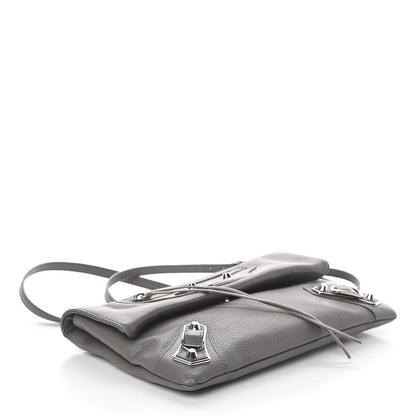 Balenciaga Chevre Silver Metallic Edge Hardware Envelope Clutch Gris Acier 4 of 9