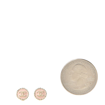 Chanel Enamel Round CC Earrings Pink Gold 2 of 4