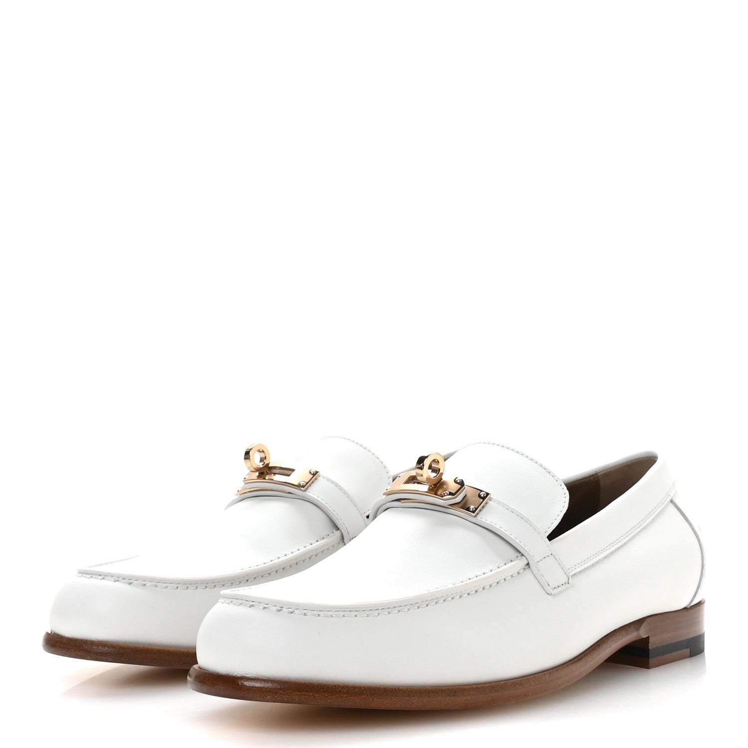 Hermes Calfskin Womens Destin Loafer 38 White 4 of 8
