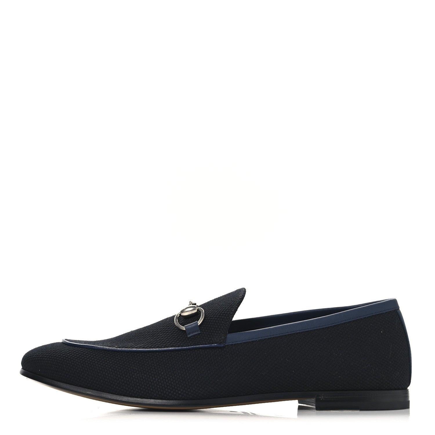 Gucci Canvas Horsebit Mens Jordaan Loafers 9 Black Blue Agata 1 of 11