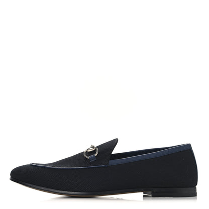 Gucci Canvas Horsebit Mens Jordaan Loafers 9 Black Blue Agata 1 of 11