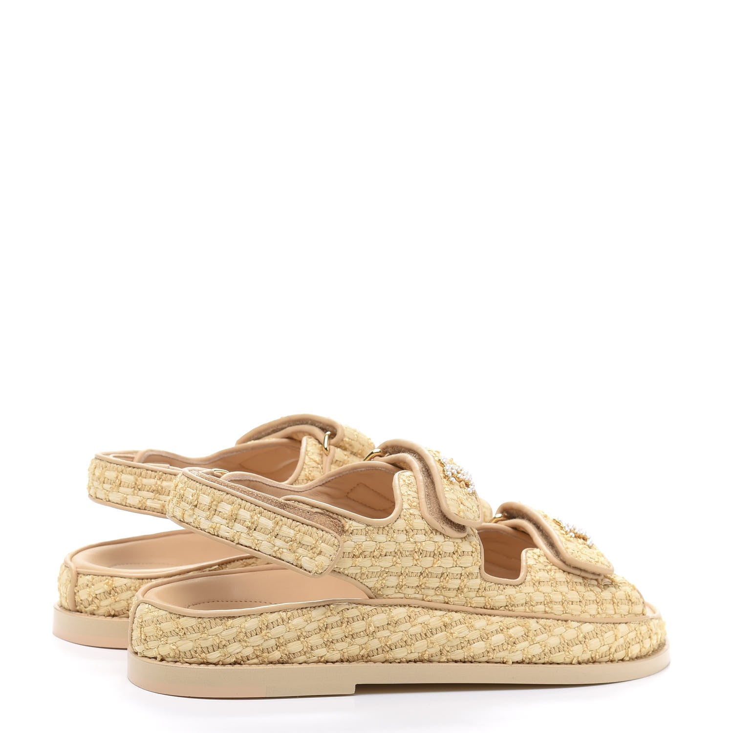 Chanel Braided Fabric Velcro Dad Sandals 37.5 Beige 4 of 8