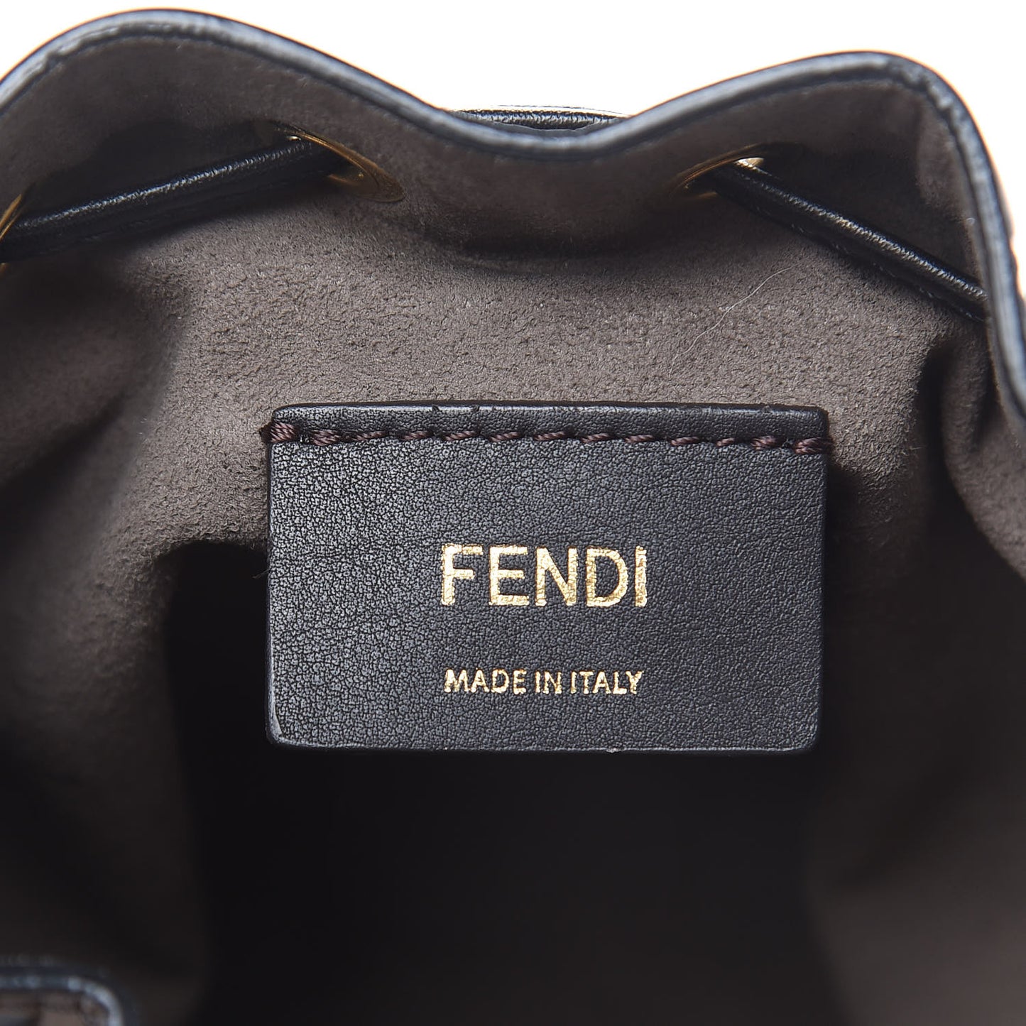 Vitello Liberty F is Fendi Bi-Color FF 1974 Embossed Mini Mon Tresor Bucket Bag Maya Black