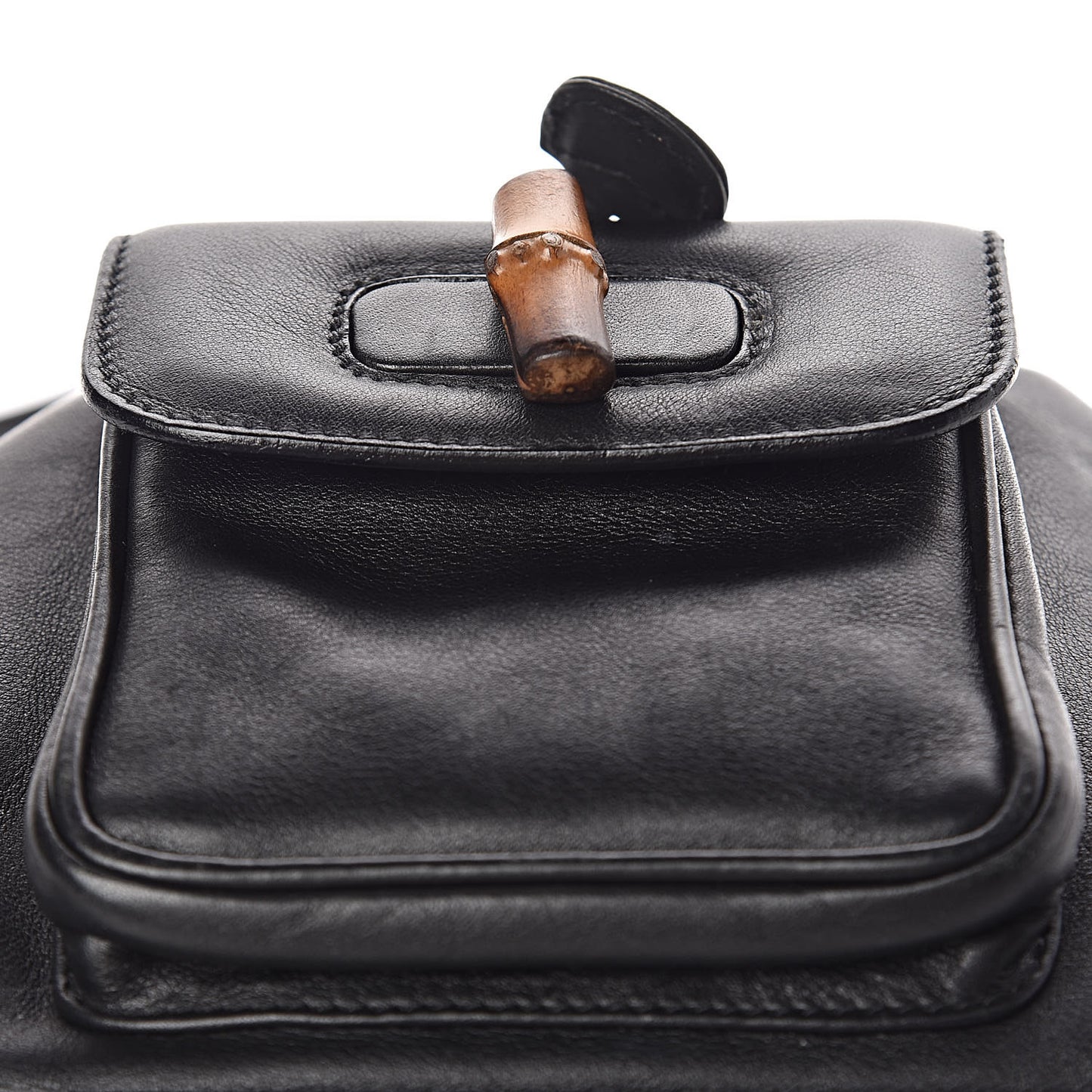 Calfskin Bamboo Backpack Black