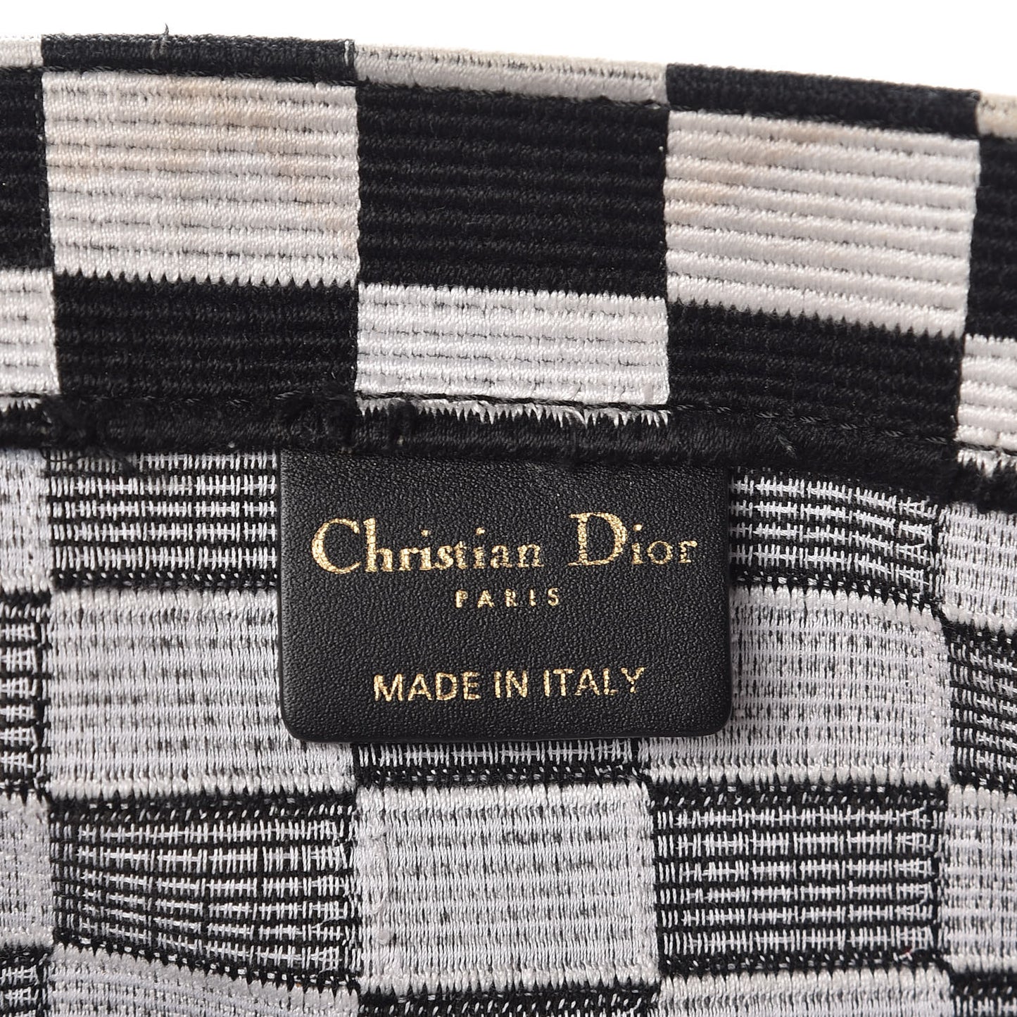 Canvas Embroidered Checkered Book Tote Black White