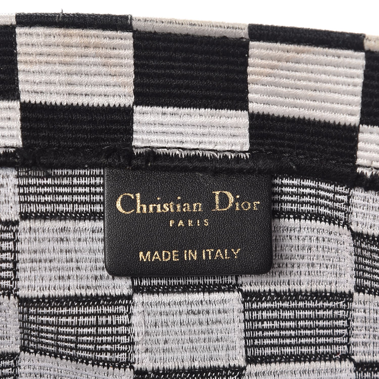 Christian Dior Canvas Embroidered Checkered Book Tote Black White 6 of 14