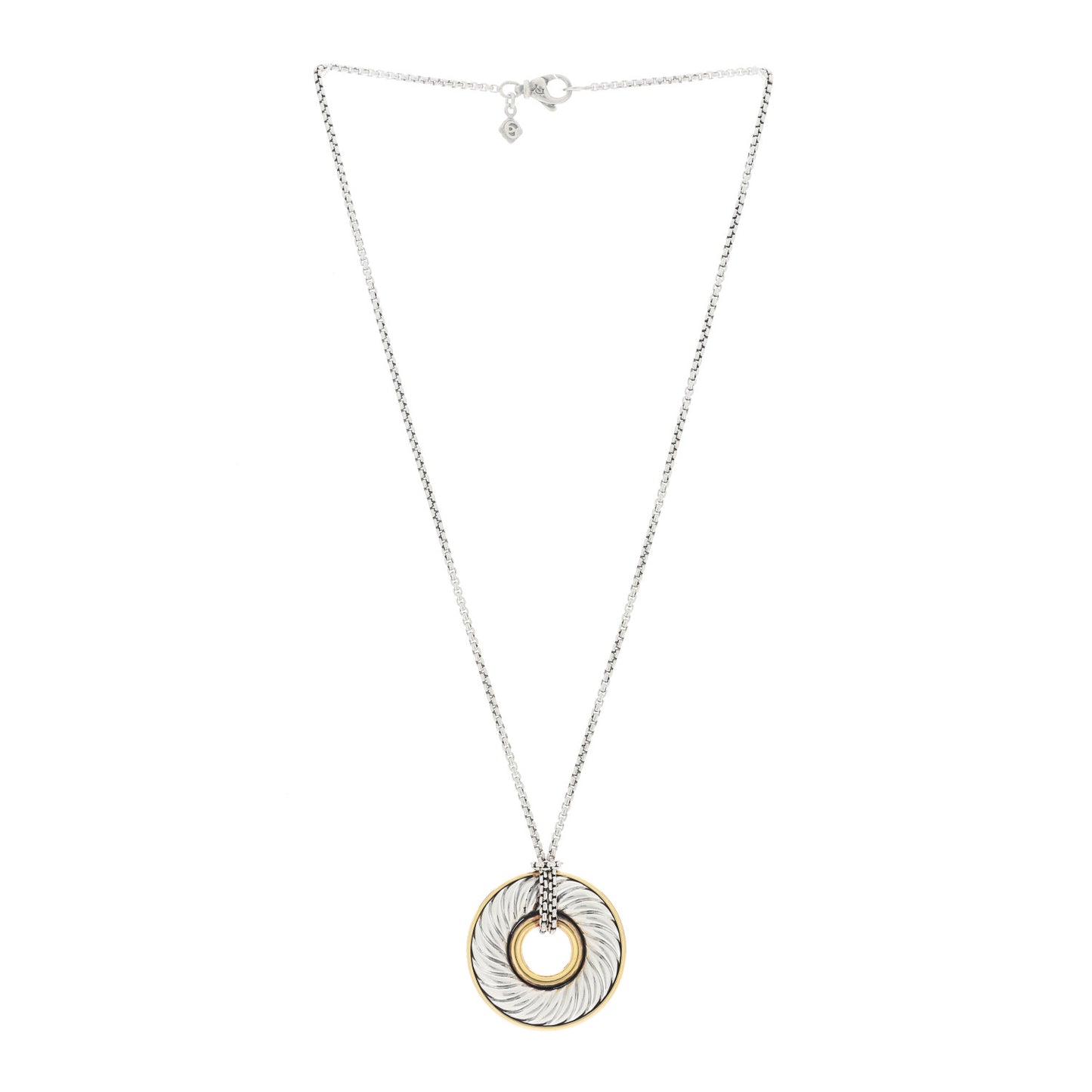 Sterling Silver 18K Yellow Gold Cable Disc Necklace