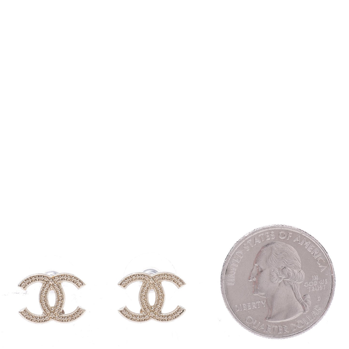 Metal Engraved CC Earrings Gold