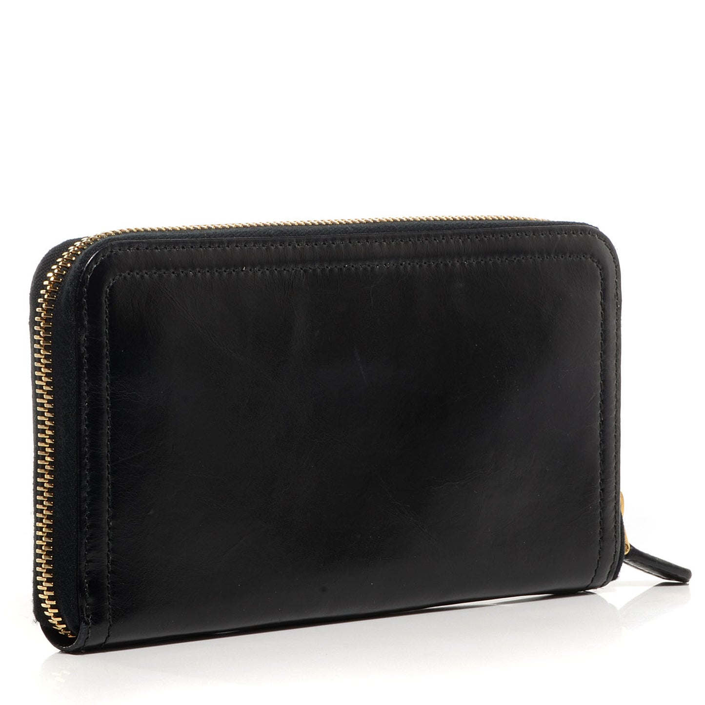 Vitello Shine Zip Around Wallet Nero Black