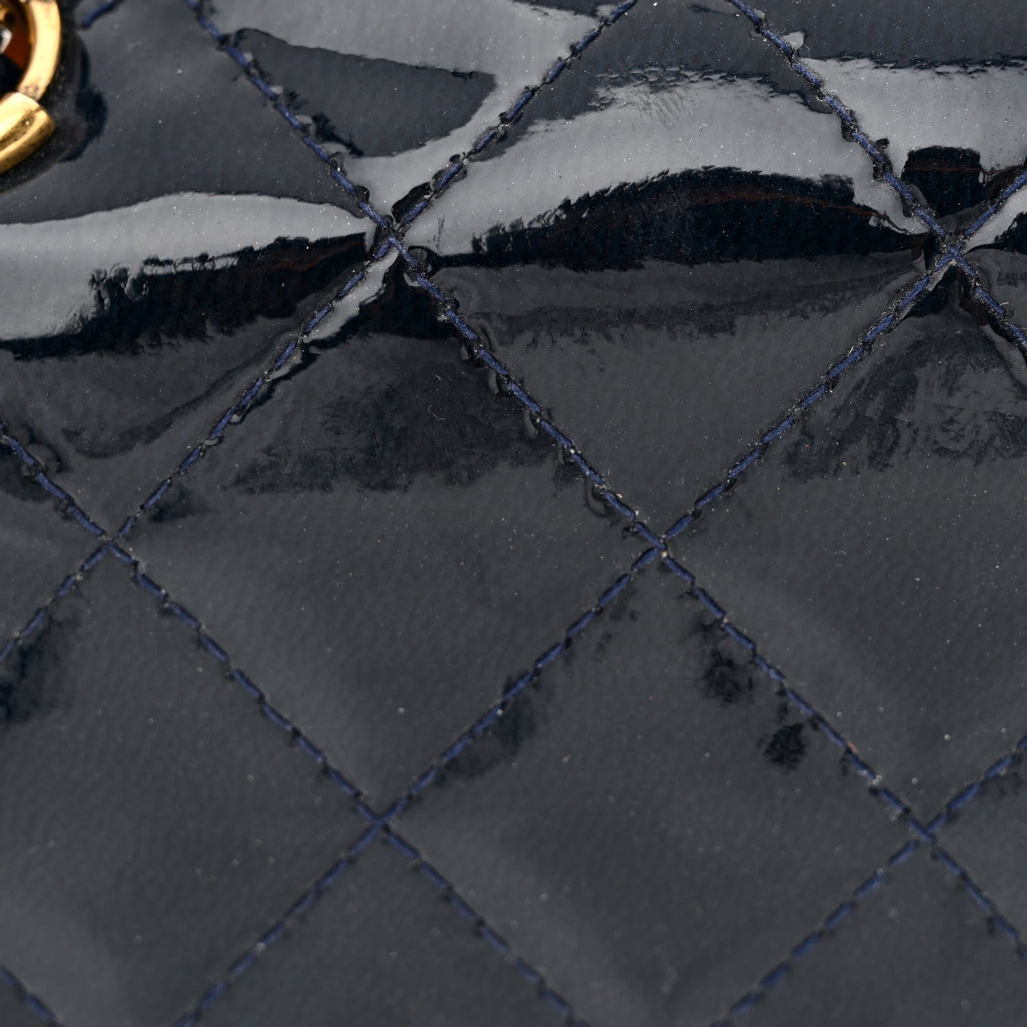 Chanel Patent Goatskin Quilted CC Eyelet Wallet On Chain WOC Blue 12 of 13
