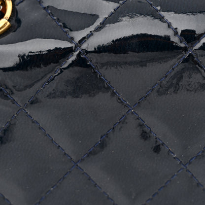 Chanel Patent Goatskin Quilted CC Eyelet Wallet On Chain WOC Blue 12 of 13