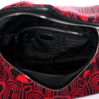 Prada Maglia Jacquard Signaux Bag Black Rosso 5 of 13