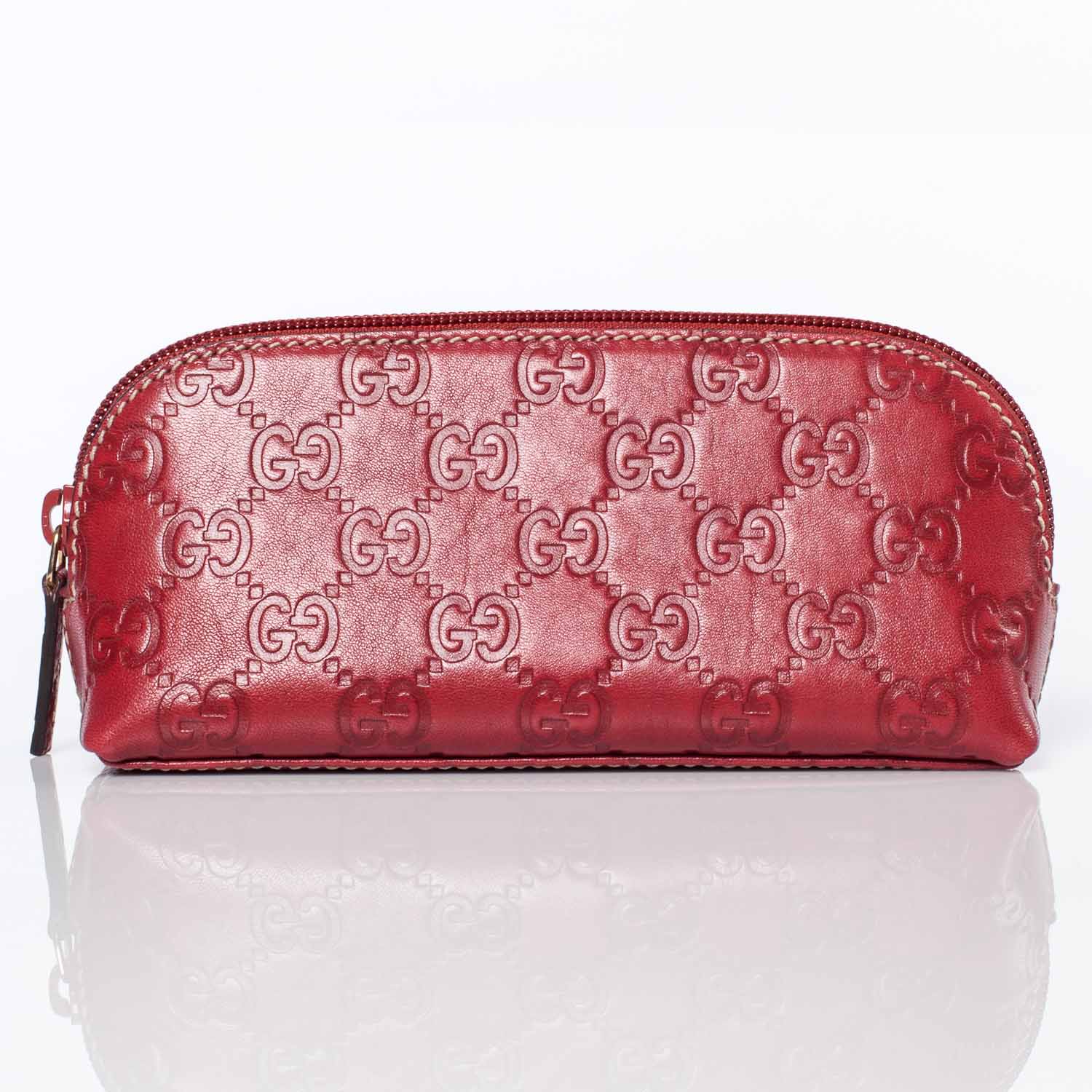 Gucci Guccissima Cosmetic Case Red 1 of 9
