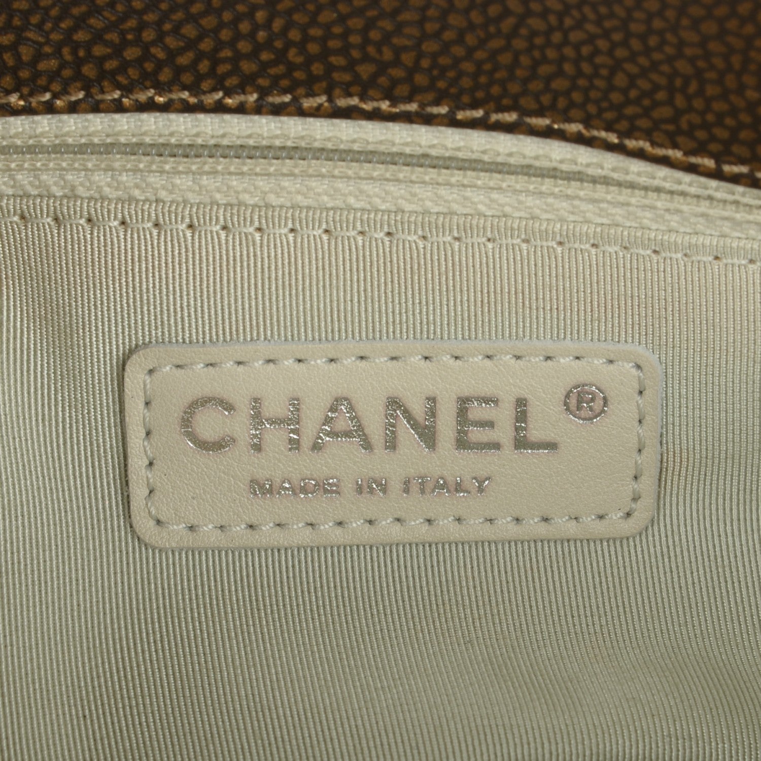 Chanel Metallic Caviar Quilted Grand Shopping Tote GST Khaki 6 of 7