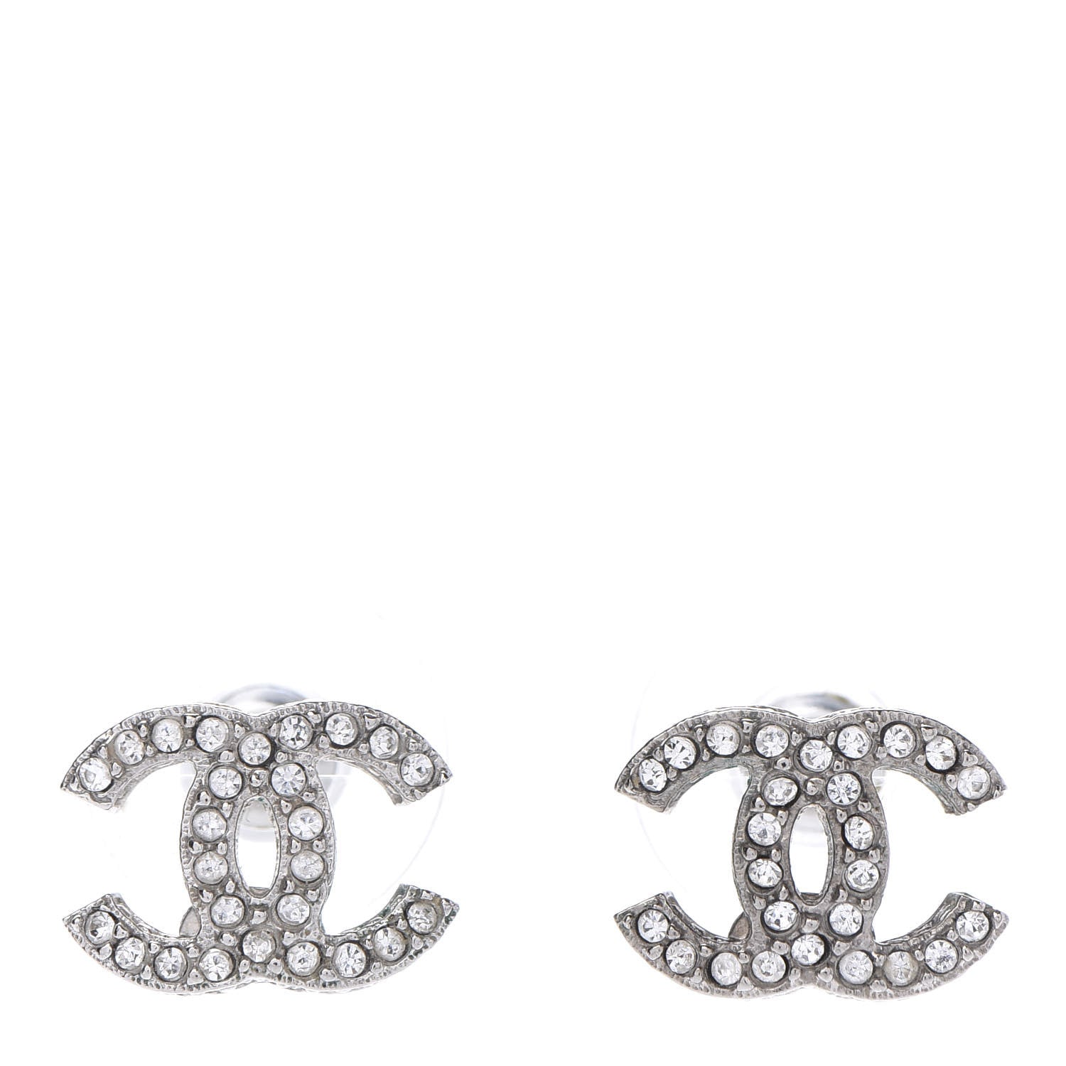 Chanel Crystal Mini Timeless CC Earrings Silver 1 of 10