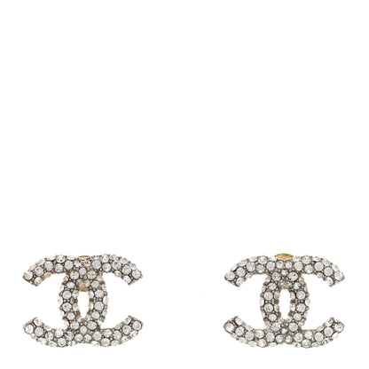 Chanel Crystal CC Treasure Chest Earrings Silver 1 of 4