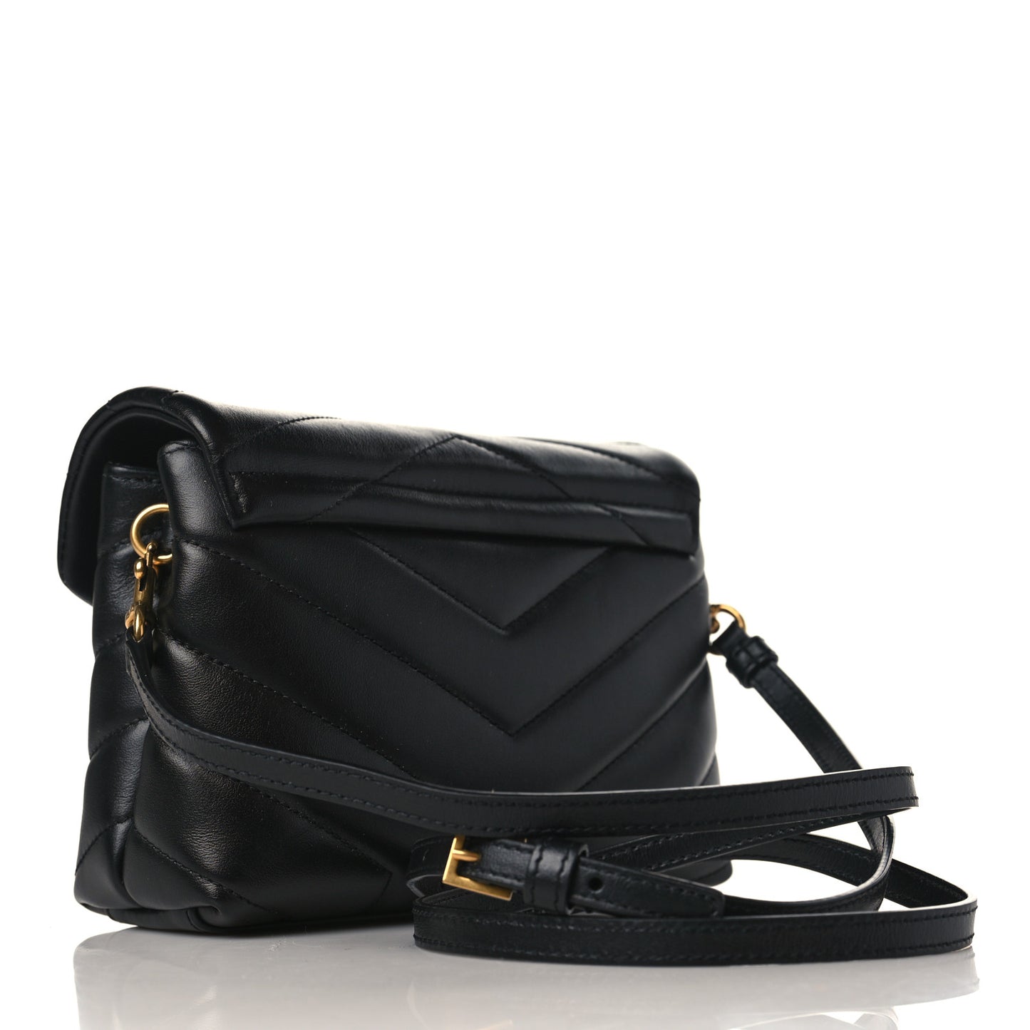 Calfskin Y Quilted Monogram Toy Loulou Crossbody Bag Black