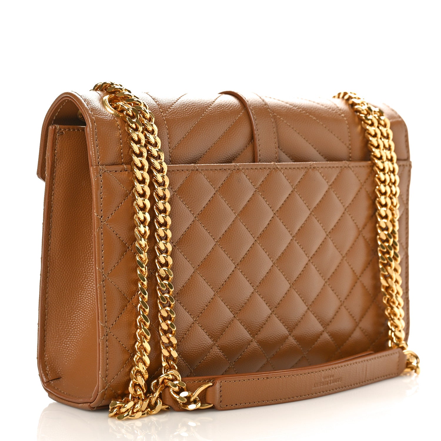 Saint Laurent Grain De Poudre Textured Mixed Matelasse Triquilt Medium Monogram Satchel Tan 3 of 8