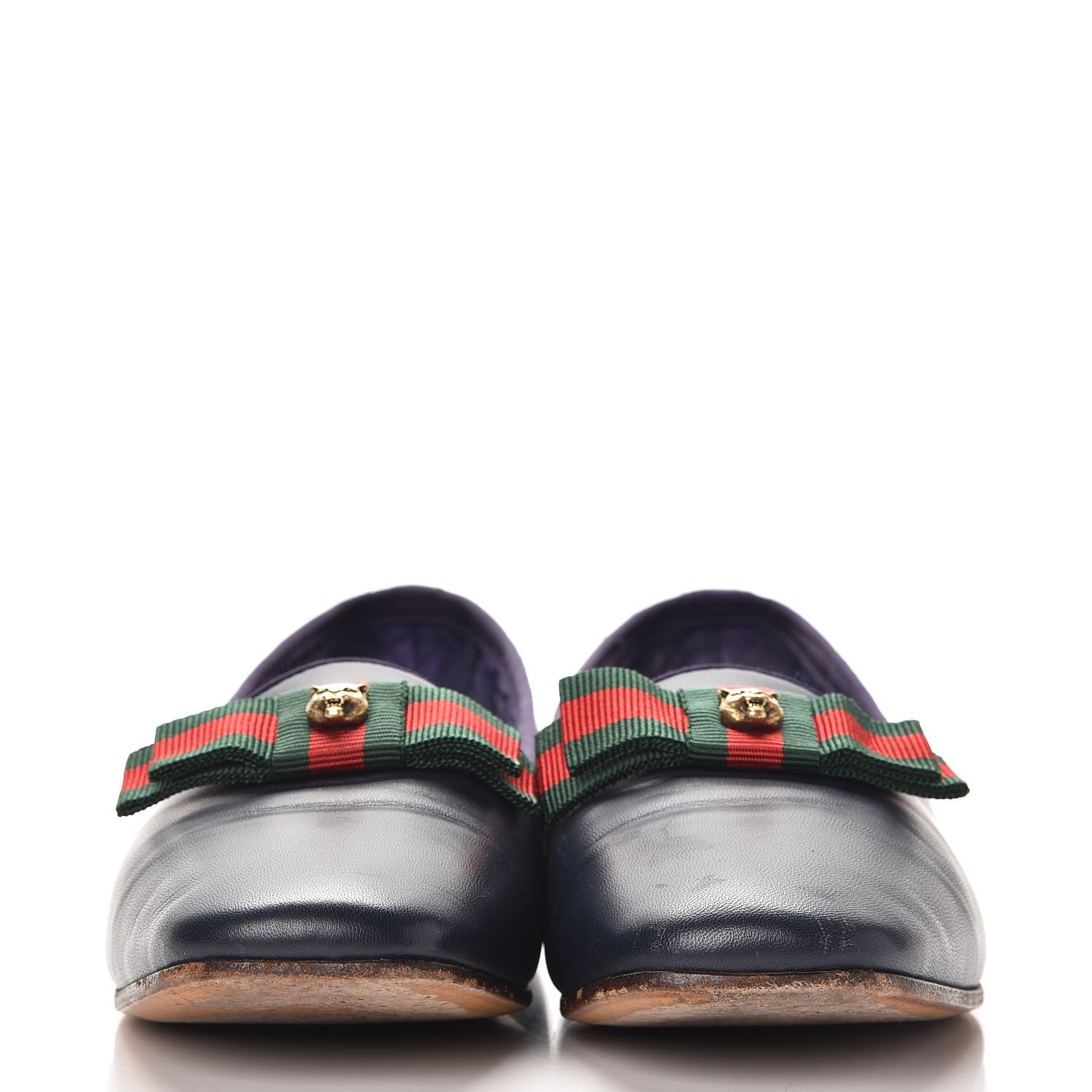 Gucci Calfskin Grosgrain Gallipolli Bow Loafers 38 Navy 2 of 18